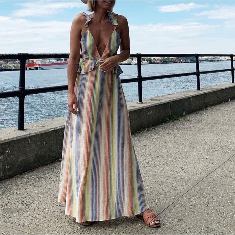 Saylor Rainbow Striped Maxi Dress